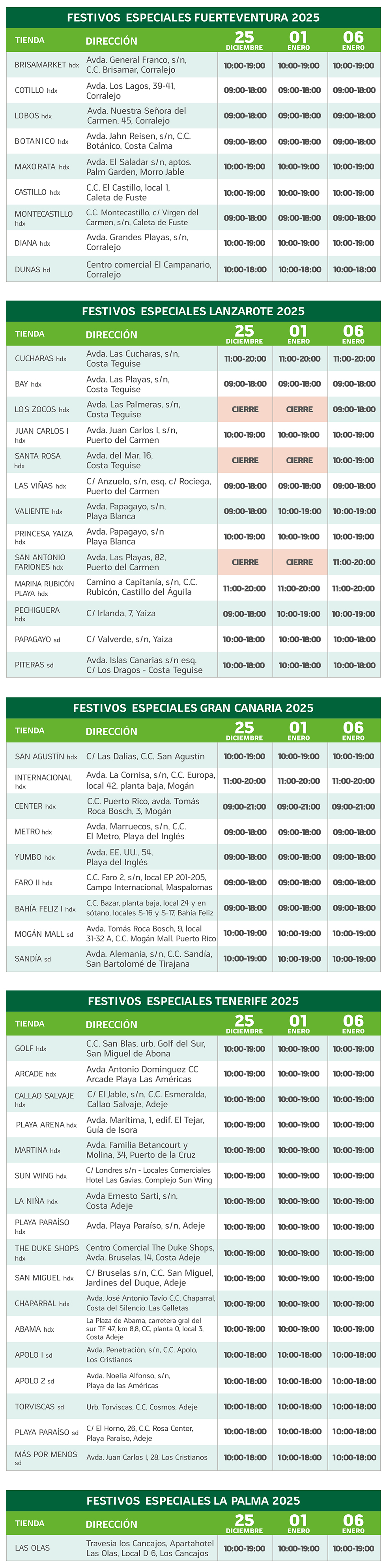 horarios